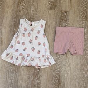 Little Planet Strawberry Print Top and Pink Shorts Set 4T